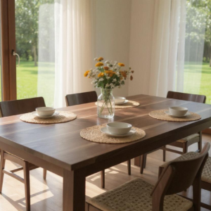 walnut solid wood dining table traditional modern design 4-leg kitchen table