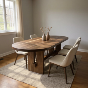 black walnut trestle table oval