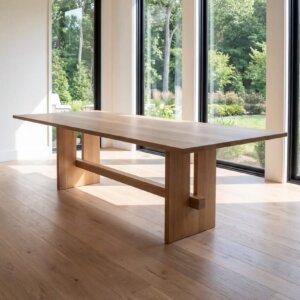 White Oak Dining Table with Trestle Base