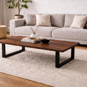 Black Walnut Coffee Table with U-Shaped Legs