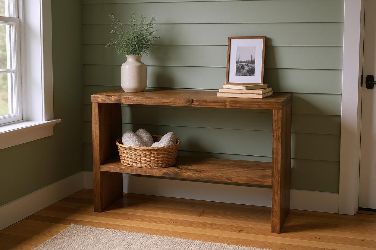 Black Walnut Console Table with Shelf | Southpaw Furniture Co