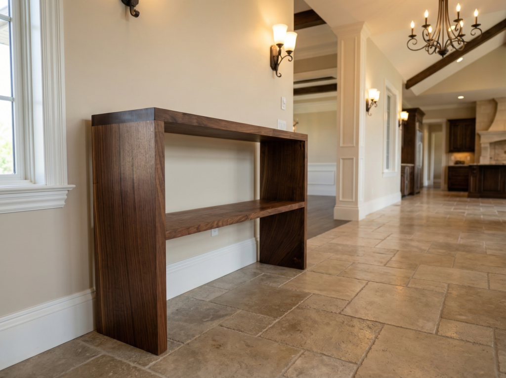 Black Walnut Console Table with Shelf | Southpaw Furniture Co