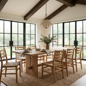 White Oak Dining Table with Trestle Base