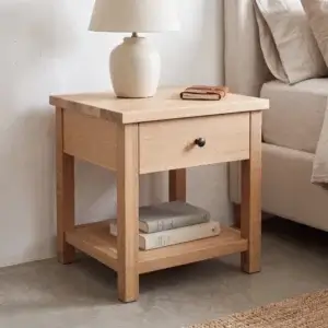 Modern Farmhouse Nightstand Solid White Oak